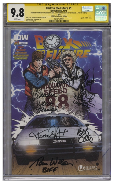 ''Back to the Future'' Cast-Signed Comic #1, Graded 9.8 -- Signed by 6 Cast Members Including Michael J. Fox and Christopher Lloyd